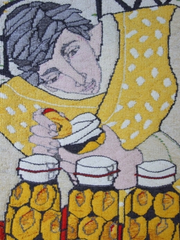 Pickled Peaches (materials: linen, cotton, wool; size: 70x60cm)